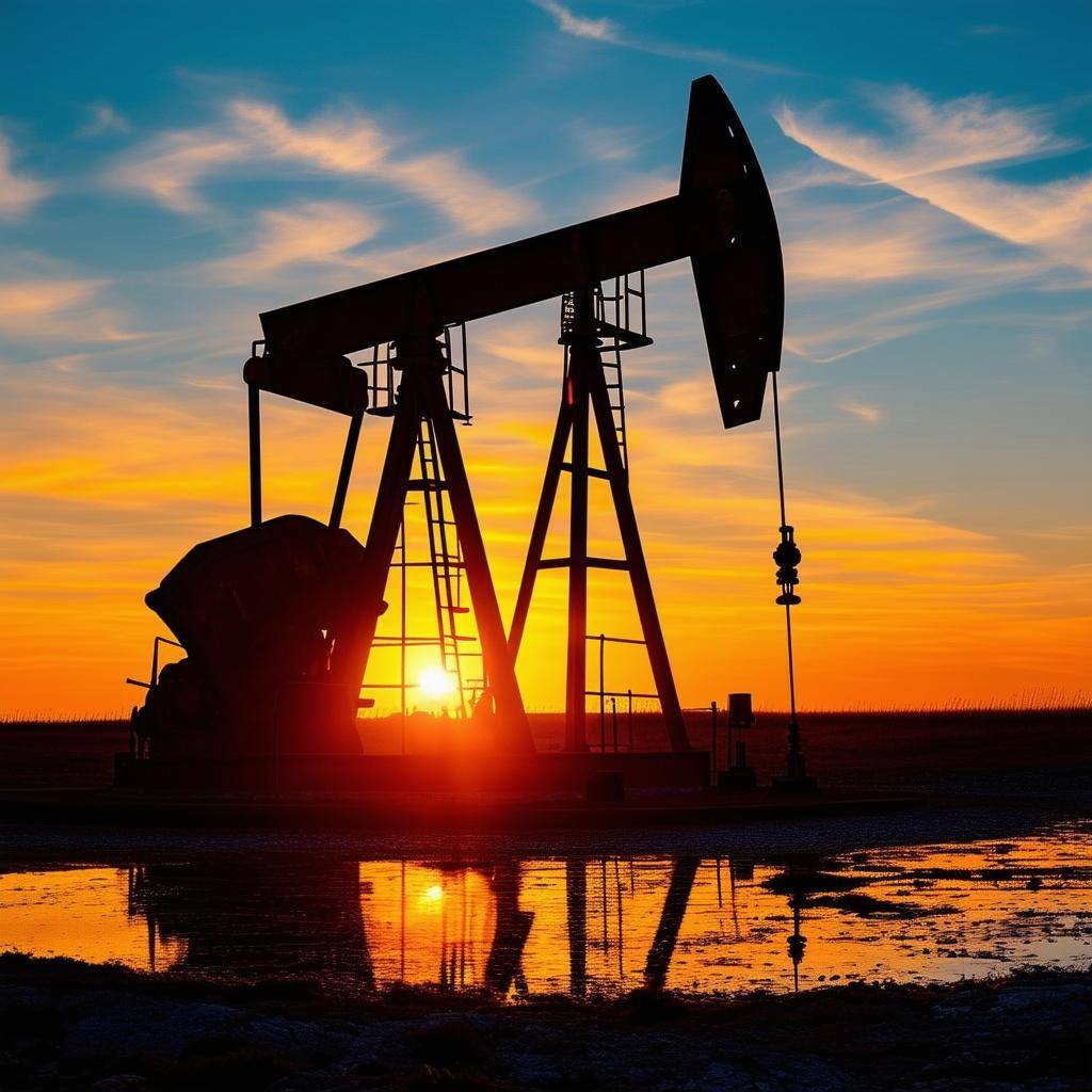 oil well at sunset